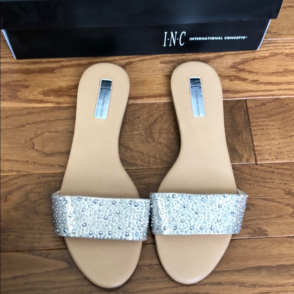 INC Pearl Gold Slide Sandals